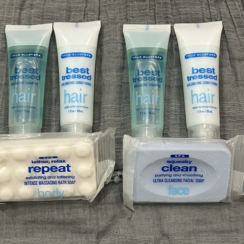 LOT 6🌿True Blue Spa & Body Works Best Tressed Hair And Face, Body Bar Travel - Picture 2 of 3